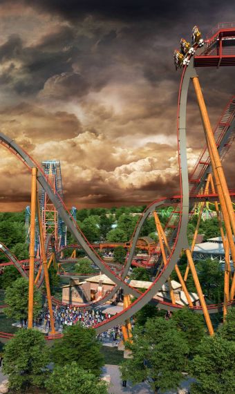 Rollercoaster at amusement park in San Antonio, TX near Altamonte Apartments